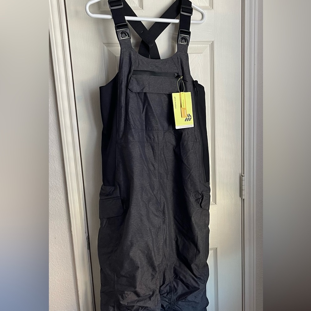 Dark Gray and Black Snow Sport Waterproof Snowpants